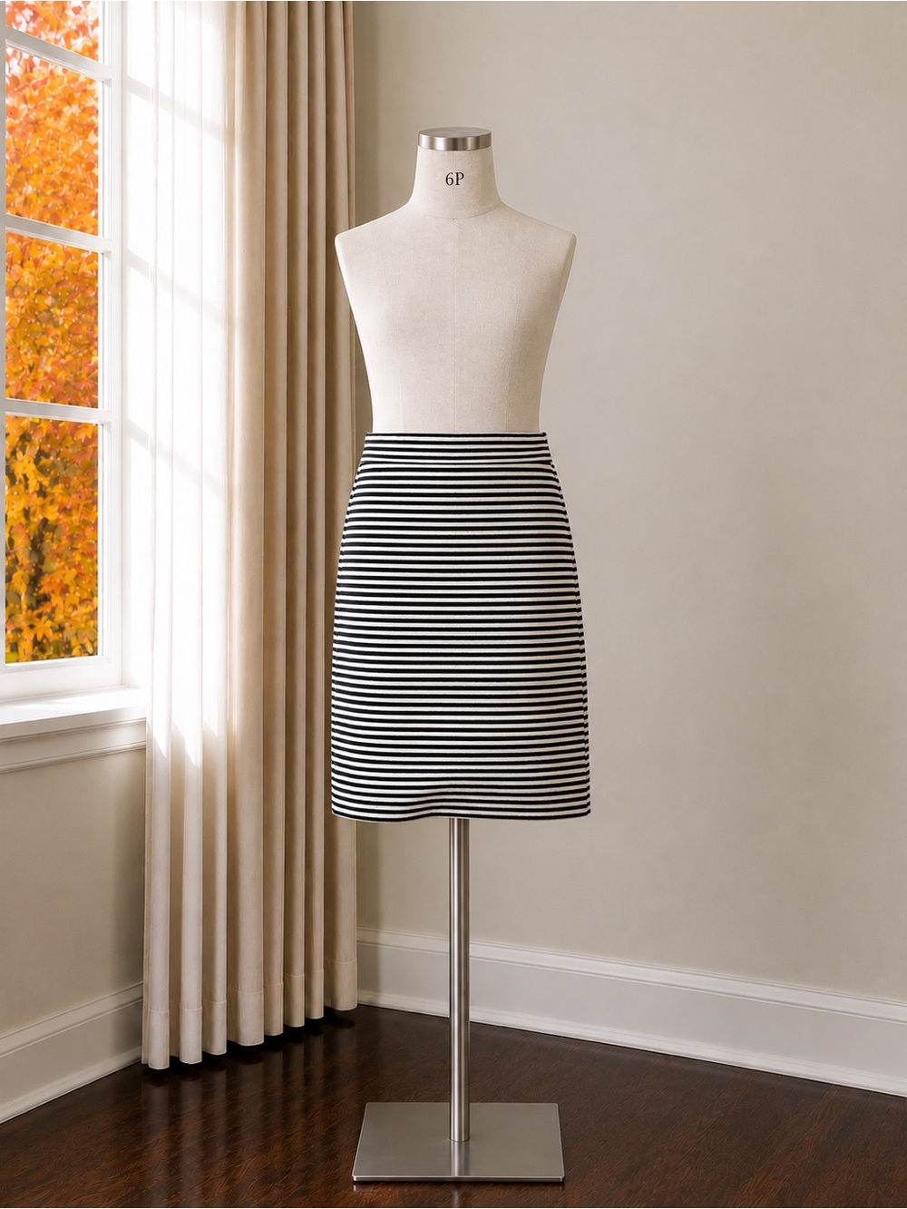 Banana Republic Black and White Striped Pencil Skirt